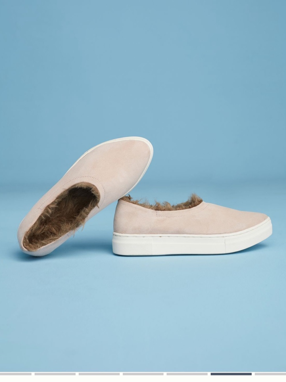 Anthropologie Liendo by Seychelles Sierra Suede Fur-Lined Slip-On Flats Shoes